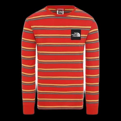 THE NORTH FACE Stripe Printing Long Sleeves Tops Red