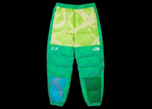 KAWS x The North Face Retro 1996 Nuptse Pants Safety Green Nuptse Print