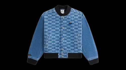 Kith Kids x Nike Denim Laser Etched Varsity Jacket Mystic Navy