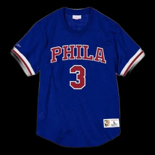 Mitchell & Ness Short Sleeve Athleisure Casual Sports Philadelphia 76ers Unisex Navy Blue