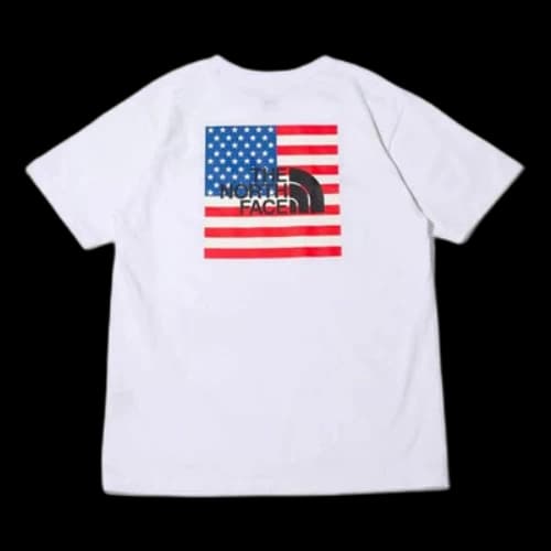 THE NORTH FACE National Flag Printing logo Short Sleeve White