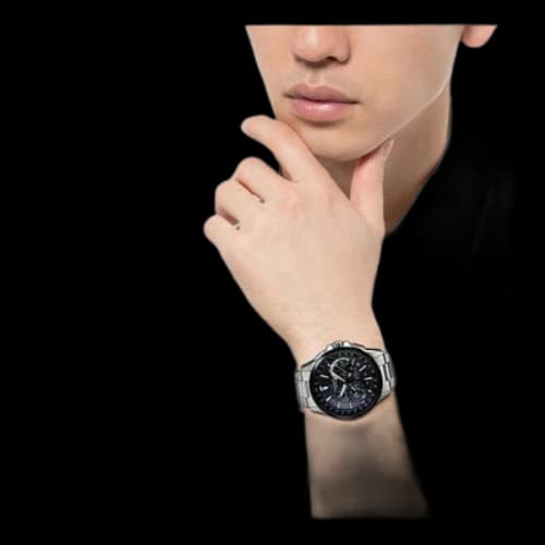 CASIO Stainless Steel Strap Mens SilverBlack Analog