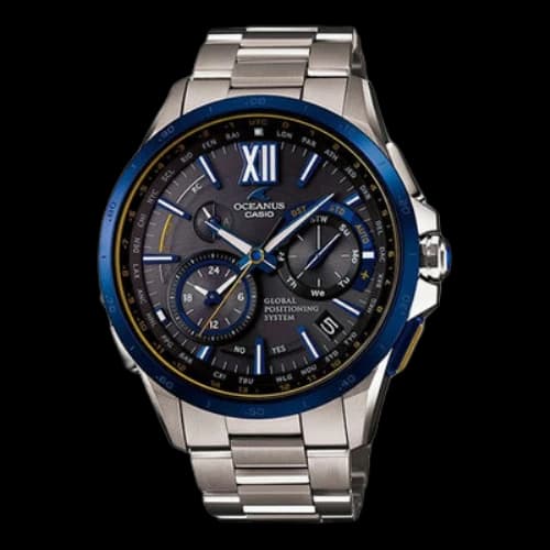 CASIO OCEANUS Series Elegant Navy Blue Business Watch Silver Mens SilverBlue Analog