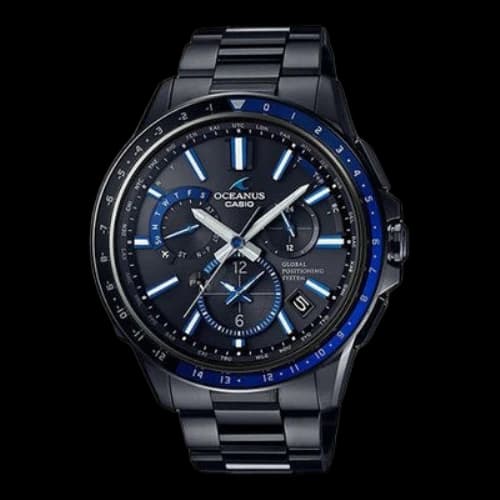CASIO OCEANUS Series Light Gold GPS Sports Watch Black Blue OCW-G1100B-1A Mens BlackBlue Analog