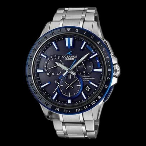 CASIO OCEANUS Series Japan Subject Black Watch Silver OCW-G1200-1A Mens Blue Analog