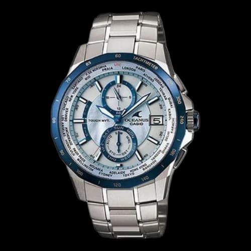 CASIO OCEANUS Series Gold Watch Blue Lens Sapphire Crystal Mens