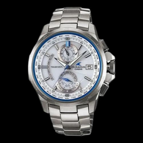 CASIO Stainless Steel Strap Mens WhiteBlue Analog