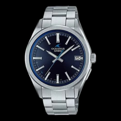 Casio Oceanus Surface Anti-Reflective Analog Watch 'Dark Blue Silver'
