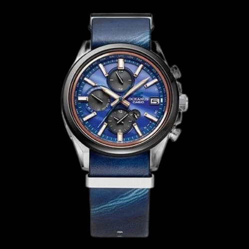CASIO Quartz Watch Sapphire Leather Strap Blue Sapphire Crystal Mens