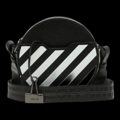 Off-White c/o Virgil Abloh Stripe Printing Circular Black Shoulder Bag (Women's)