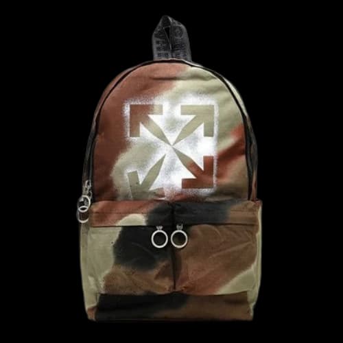Off-White LOGO Printing Camouflage Gradient Tie Dye Design Backpack