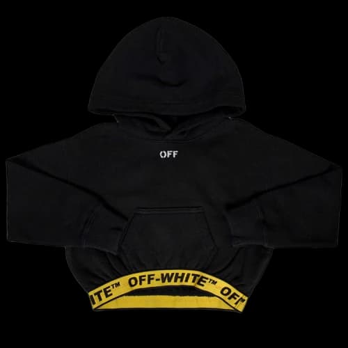 Off-White Kids Logo Industrial Crop Hoodie 'Black/Yellow'