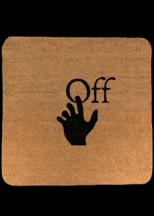 OFF-WHITE Hand Logo Doormat Beige Black