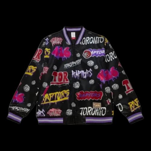 Mitchell & Ness x NBA Toronto Raptors Slap Sticker Reversible Jacket 'Black'