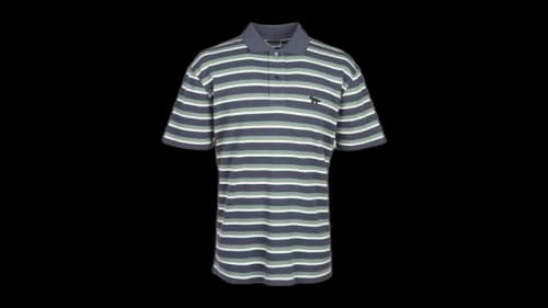 Maison Kitsune Profile Fox Stripe Collar S/S T-Shirt Navy