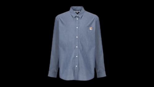 Maison Kitsune Fox Head Button Up Shirt Blue