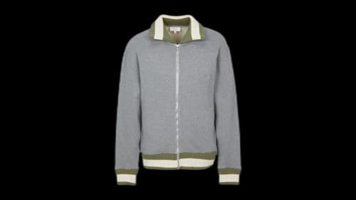 Maison Kitsune Varsity Zip Up Cardigan Gray