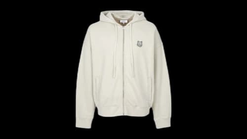 Maison Kitsune Bold Fox Head Zip Up Hoodie Gray