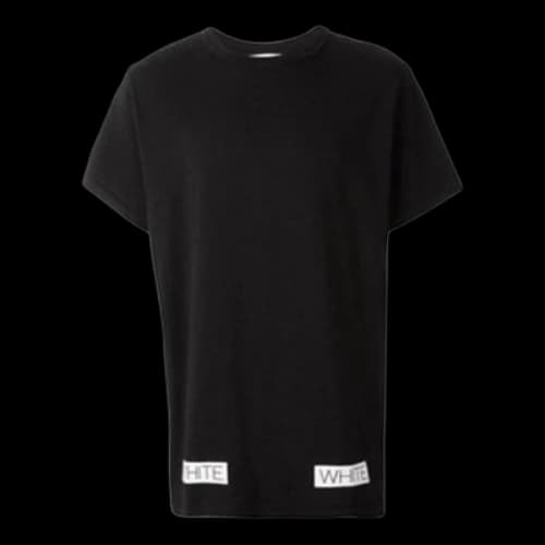 Off-White SS21 Cotton Stripe Printing Pattern Round Neck Short Sleeve Black