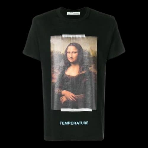 Off-White Mona Lisa Printing Back Arrow Short Sleeve Black T-Shirt