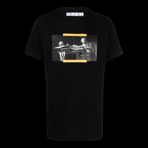 Off-White Oil Painting Print Round Neck Short Sleeve T-Shirt 'Black'