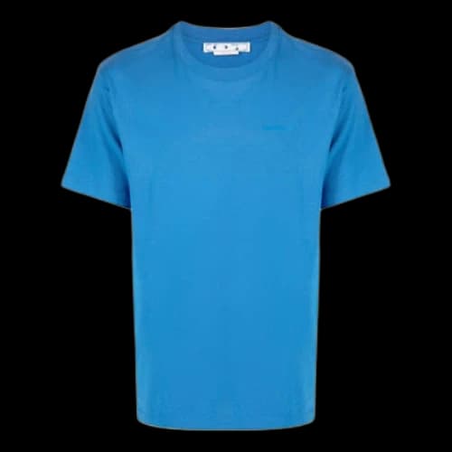 Off-White FW22 Solid Color Printing Round Neck Short Sleeve Blue T-Shirt
