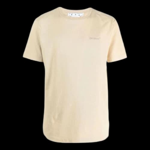 Off-White FW22 Back Stripe Printing Round Neck Short Sleeve Ordinary Version Light Brown T-Shirt