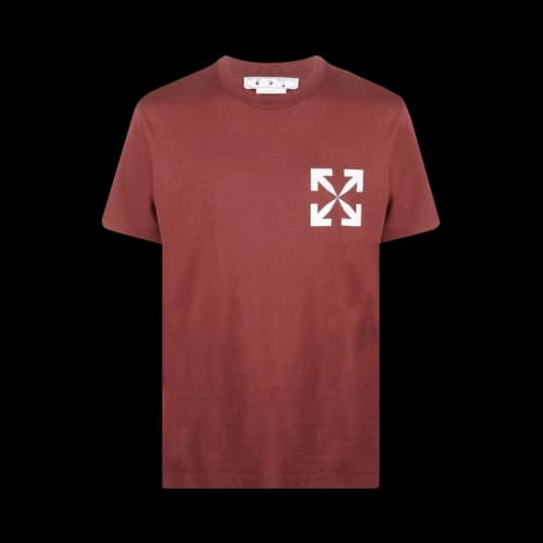 Off-White SS22 Logo Printing Round Neck Short Sleeve Version Brick Red T-Shirt