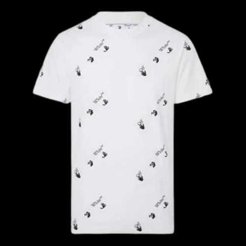 Off-White FW21 Logo Full Print Round Neck Short Sleeve Ordinary Version White