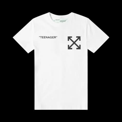 Off-White C/O Virgil Abloh Men'S White Flamed Bart Short Sleeve Slim Tee