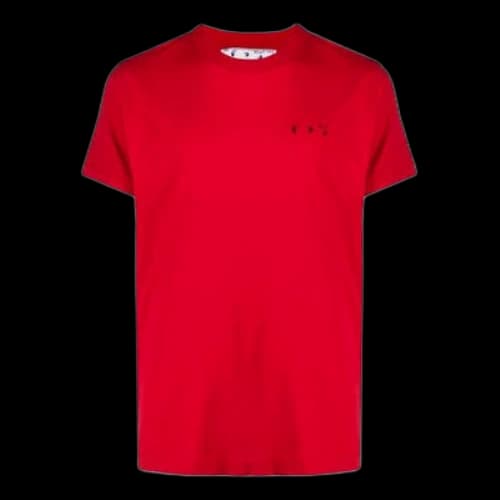 Off-White SS21 Logo Pattern Round Neck Short Sleeve Version Red