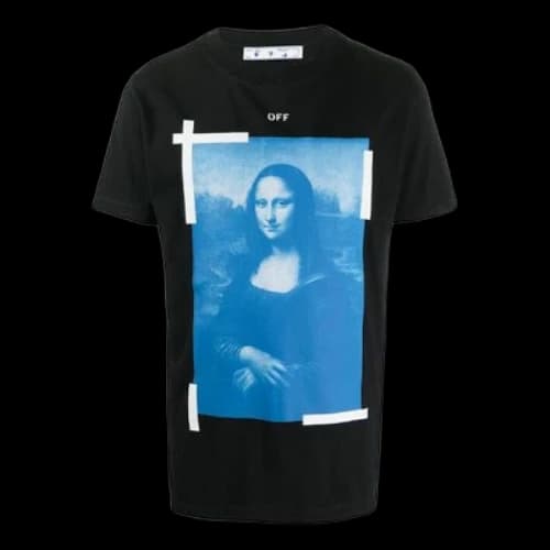 Off-White Mona Lisa Portrait Short Sleeve Ordinary Version Black T-Shirt