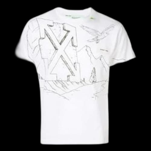 Off-White Diagonal Eagle Printing Short Sleeve White