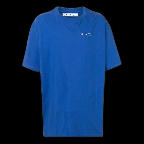 Off-White Logo Printing Round Neck Short Sleeve Loose Fit Blue