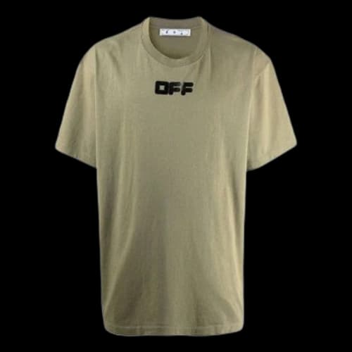 Off-White Logo Printing Round Neck Pullover Short Sleeve Loose Version Green
