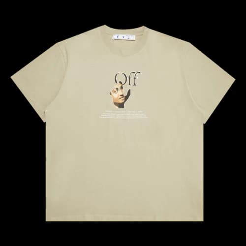 Off-White FW21 Funny Logo Printing Round Neck Loose Fit Brown