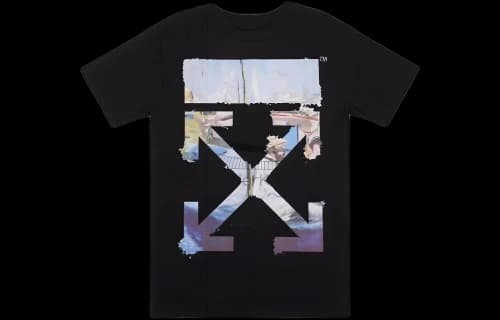 Off-White Oversize Painting Arrow Printing Cotton Round Neck Short Sleeve Loose Fit Black
