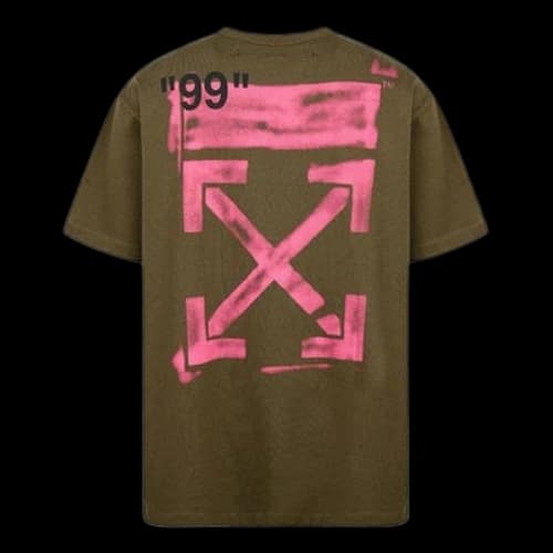 Off-White Graffiti Arrow Pattern Short Sleeve Loose Fit Military Green T-Shirt