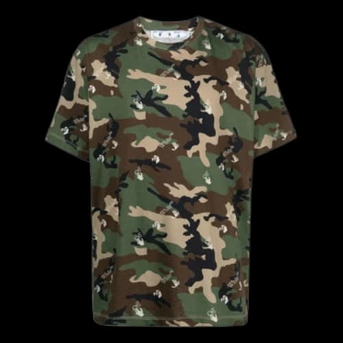 Off-White SS22 Camouflage Pattern Round Neck Short Sleeve Version Green T-Shirt