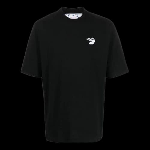 Off-White SS22 Solid Color Logo Embroidered Short Sleeve Black T-Shirt