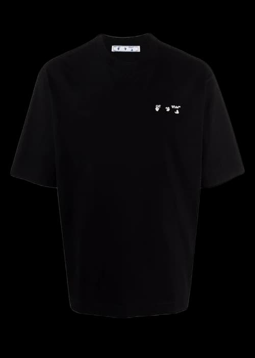 OFF-WHITE Drowning Man Logo Print Crew Neck Short Sleeve T-Shirt Black