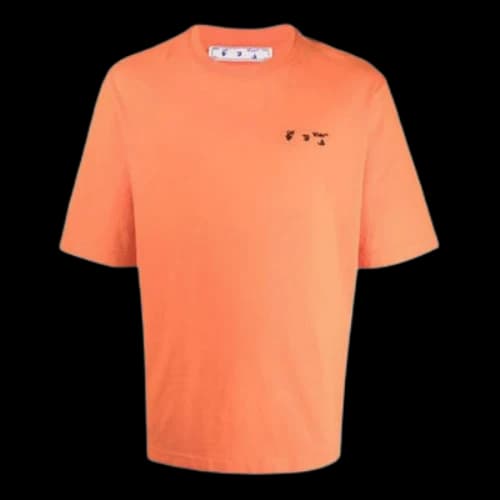Off-White FW21 Chest Logo Printing Round Neck Short Sleeve Ordinary Version Orange