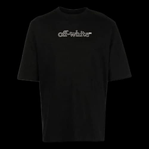 Off-White FW21 Logo Printing Round Neck Pullover Short Sleeve Loose Fit Black