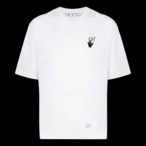 Off-White SS22 Caravaggio Arrow Pattern Logo Printing Round Neck Short Sleeve White T-Shirt