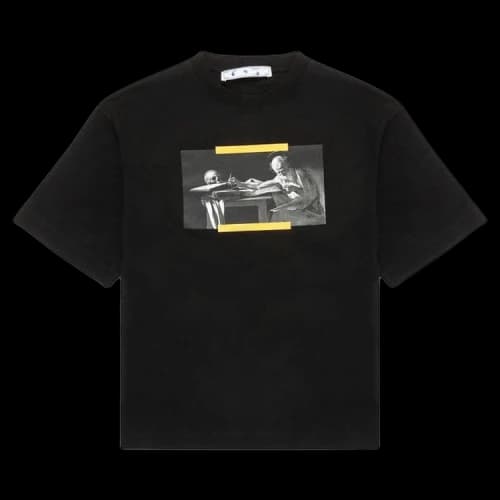 OFF-WHITE Caravaggio Saint Jerome Writing Hands Off Logo Oversized T-Shirt Black Yellow
