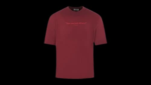OFF-WHITE Skate Fit How Was Your Delivery Logo T-Shirt Dark Red