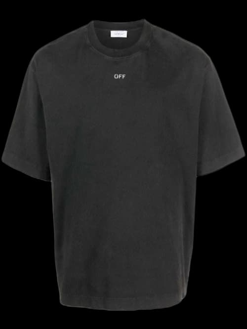 OFF-WHITE People-Print Cotton T-shirt Charcoal Grey