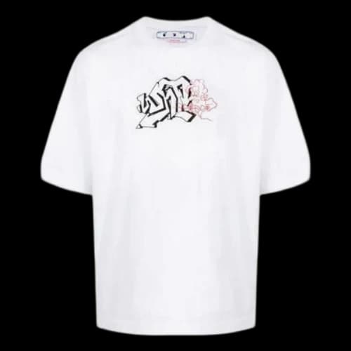 Off-White FW22 Logo Printing Round Neck Pullover Short Sleeve Loose Fit White T-Shirt