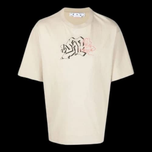 Off-White SS22 Logo Pattern Round Neck Short Sleeve Version White T-Shirt