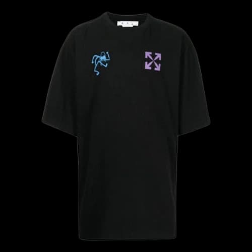 Off-White SS22 Logo Printing Round Neck Short Sleeve Black T-Shirt